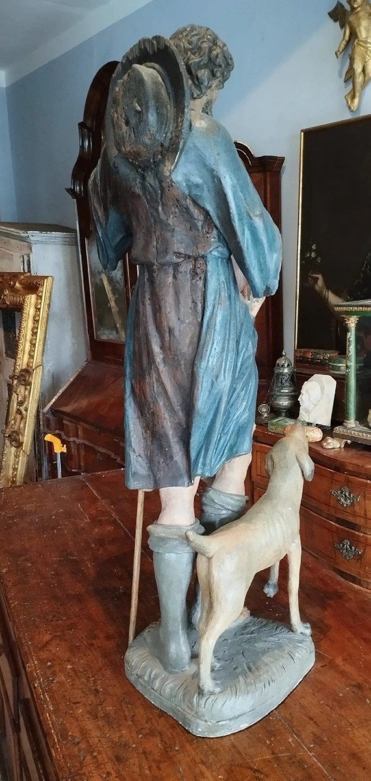 San Rocco, scultura in legno policromo, fine '600 3