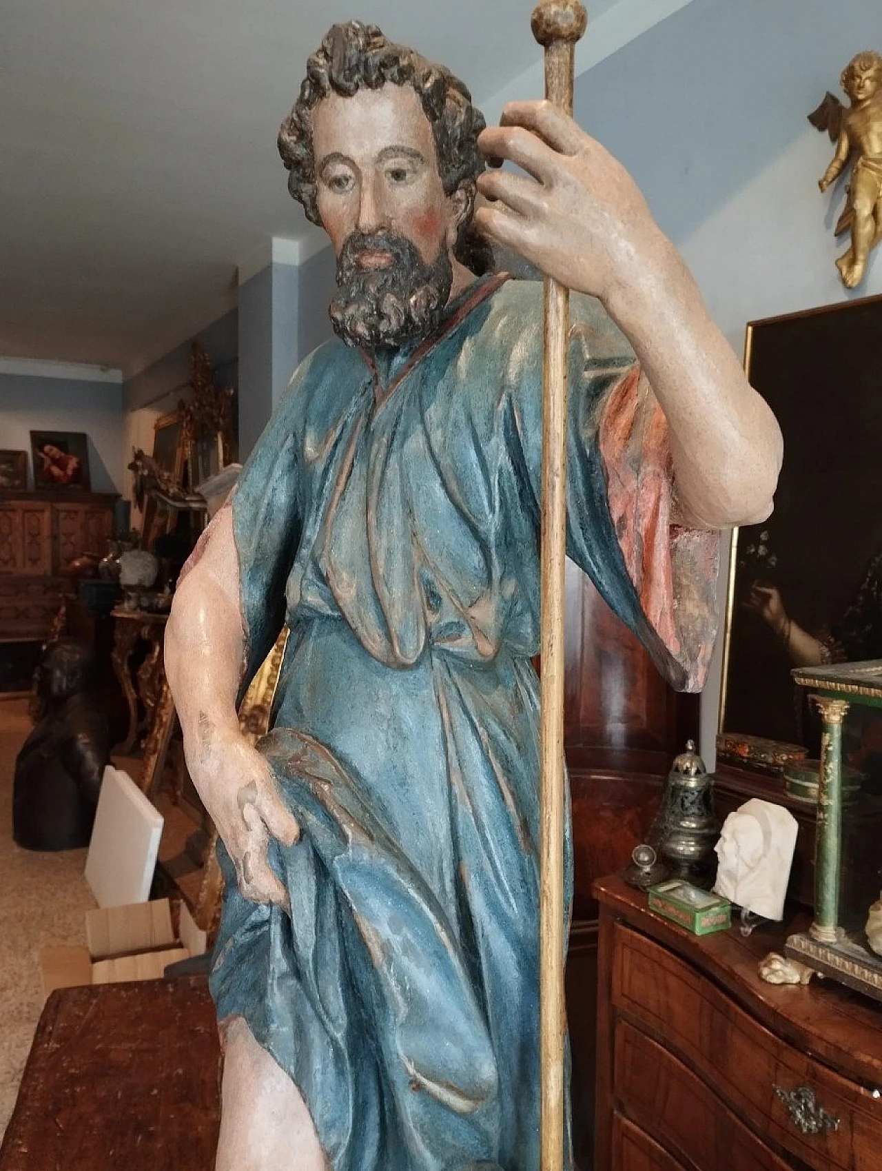 San Rocco, scultura in legno policromo, fine '600 4