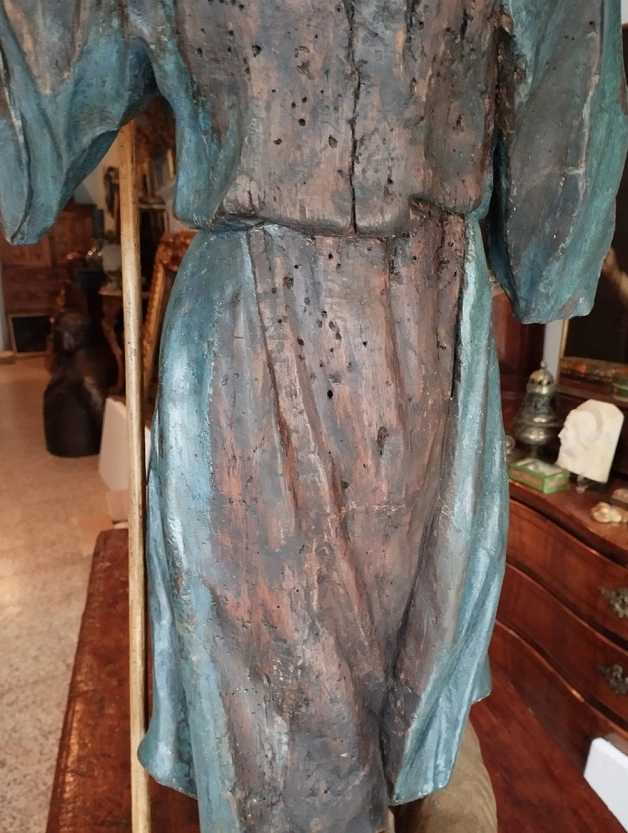 San Rocco, scultura in legno policromo, fine '600 9