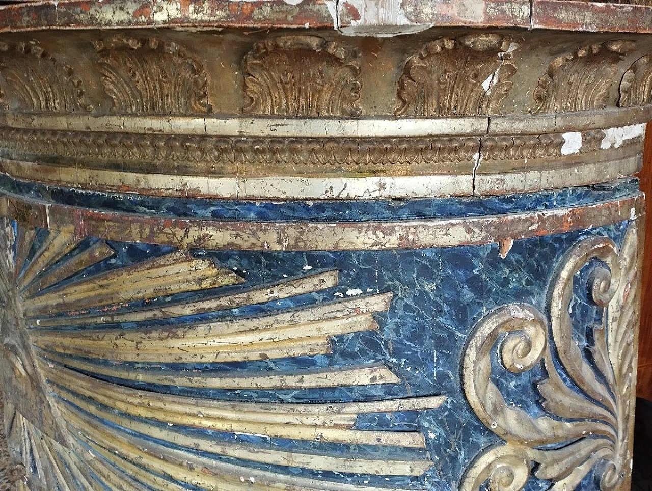 Frammento d'arredo in legno laccato e dorato, '700 8