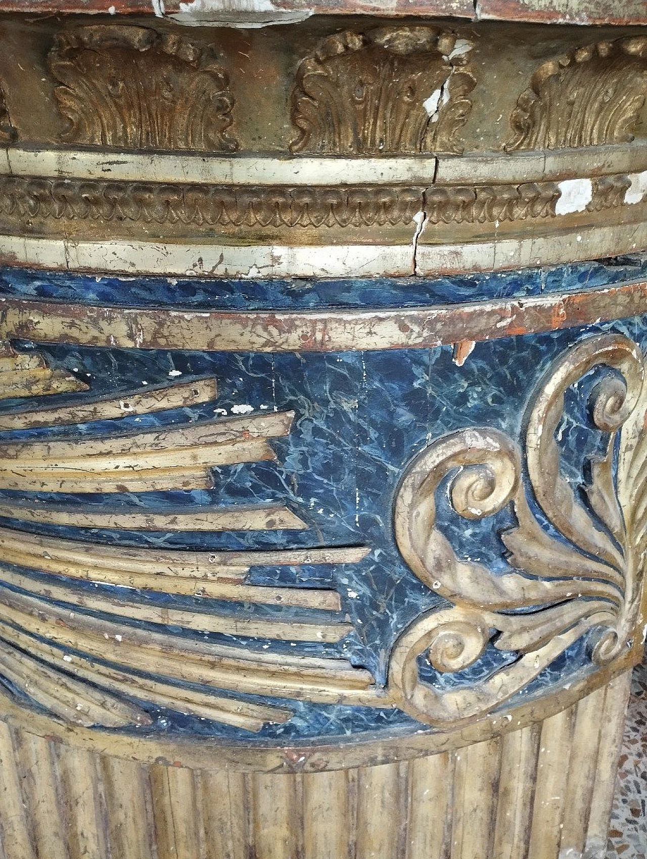 Frammento d'arredo in legno laccato e dorato, '700 9