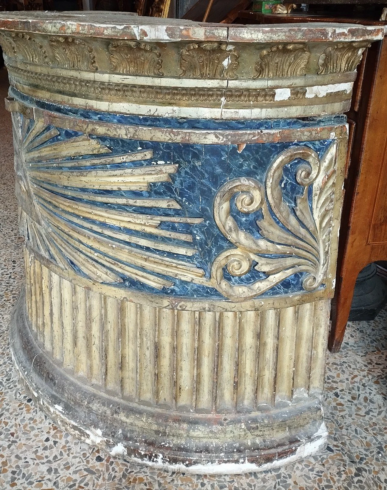 Frammento d'arredo in legno laccato e dorato, '700 11