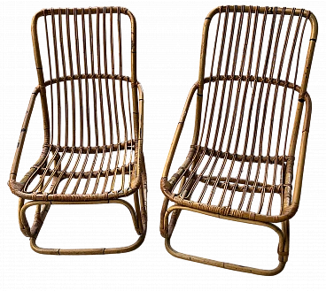 Pair of rattan armchairs, 1950s
