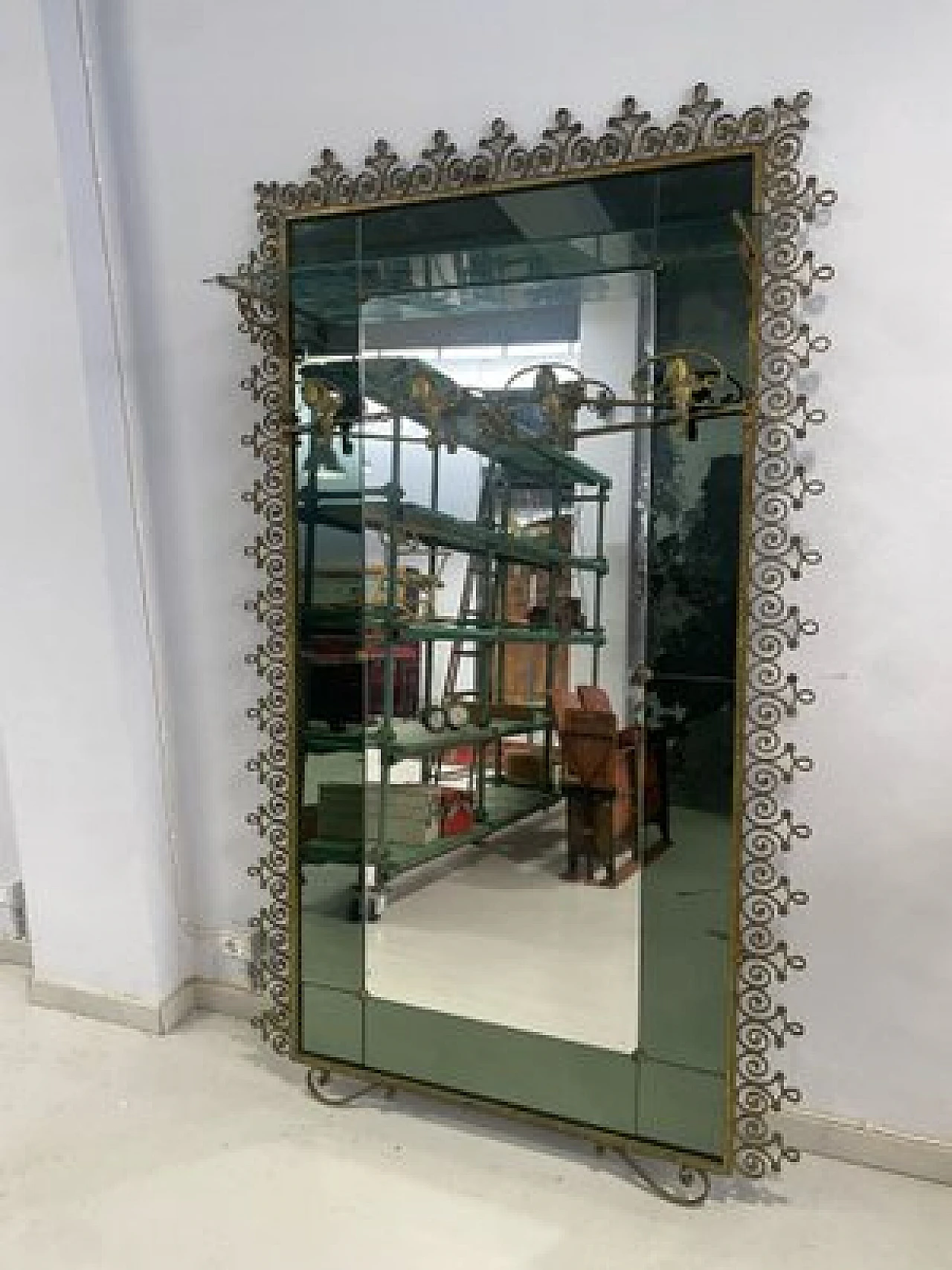 Appendiabiti in ferro battuto con specchio di Pierluigi Colli,anni '50 2