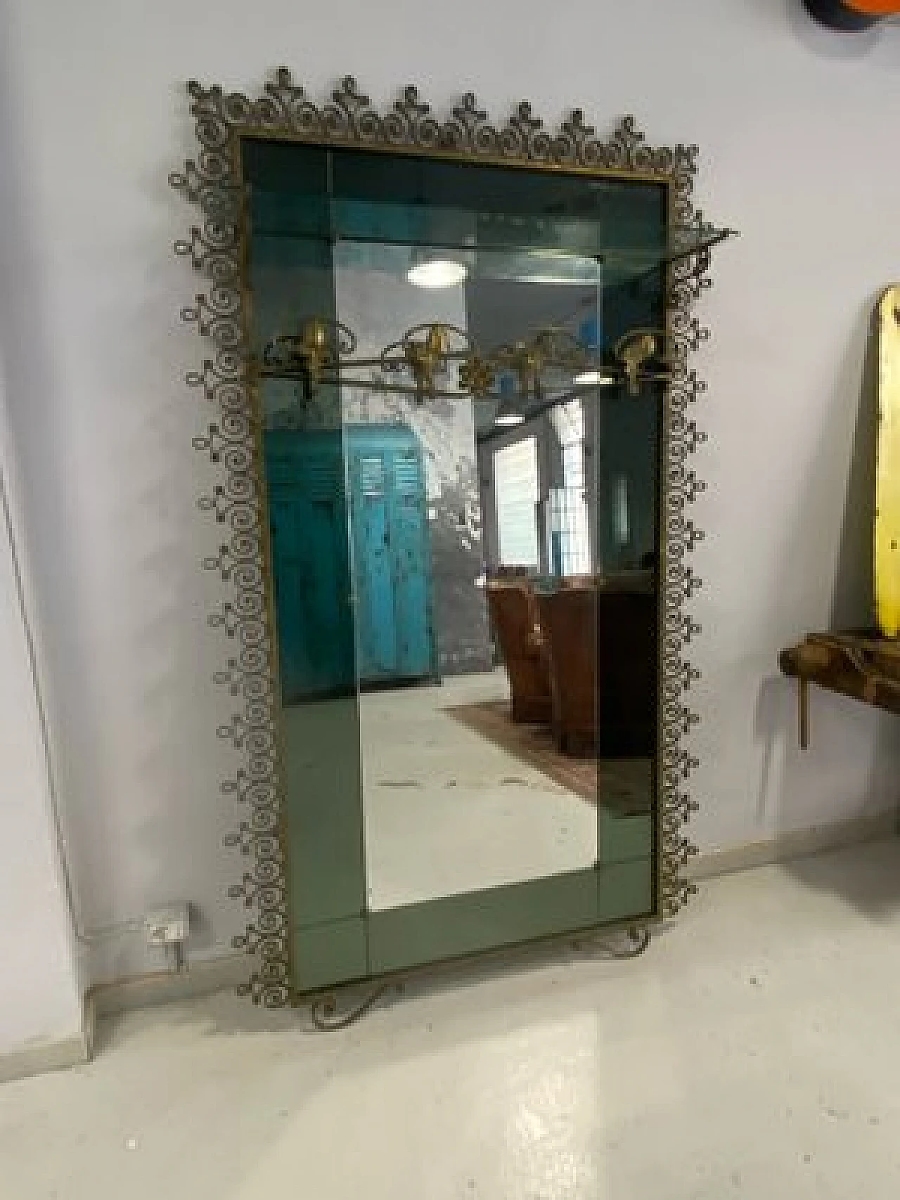 Appendiabiti in ferro battuto con specchio di Pierluigi Colli,anni '50 4