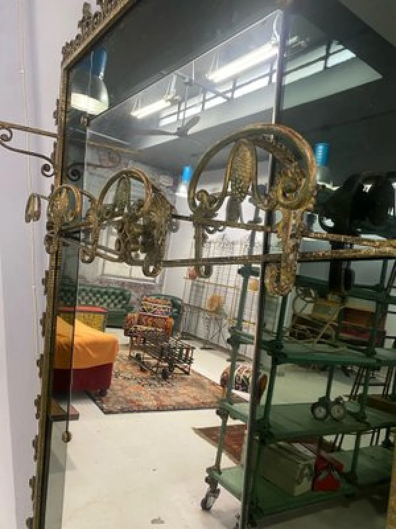 Appendiabiti in ferro battuto con specchio di Pierluigi Colli,anni '50 5