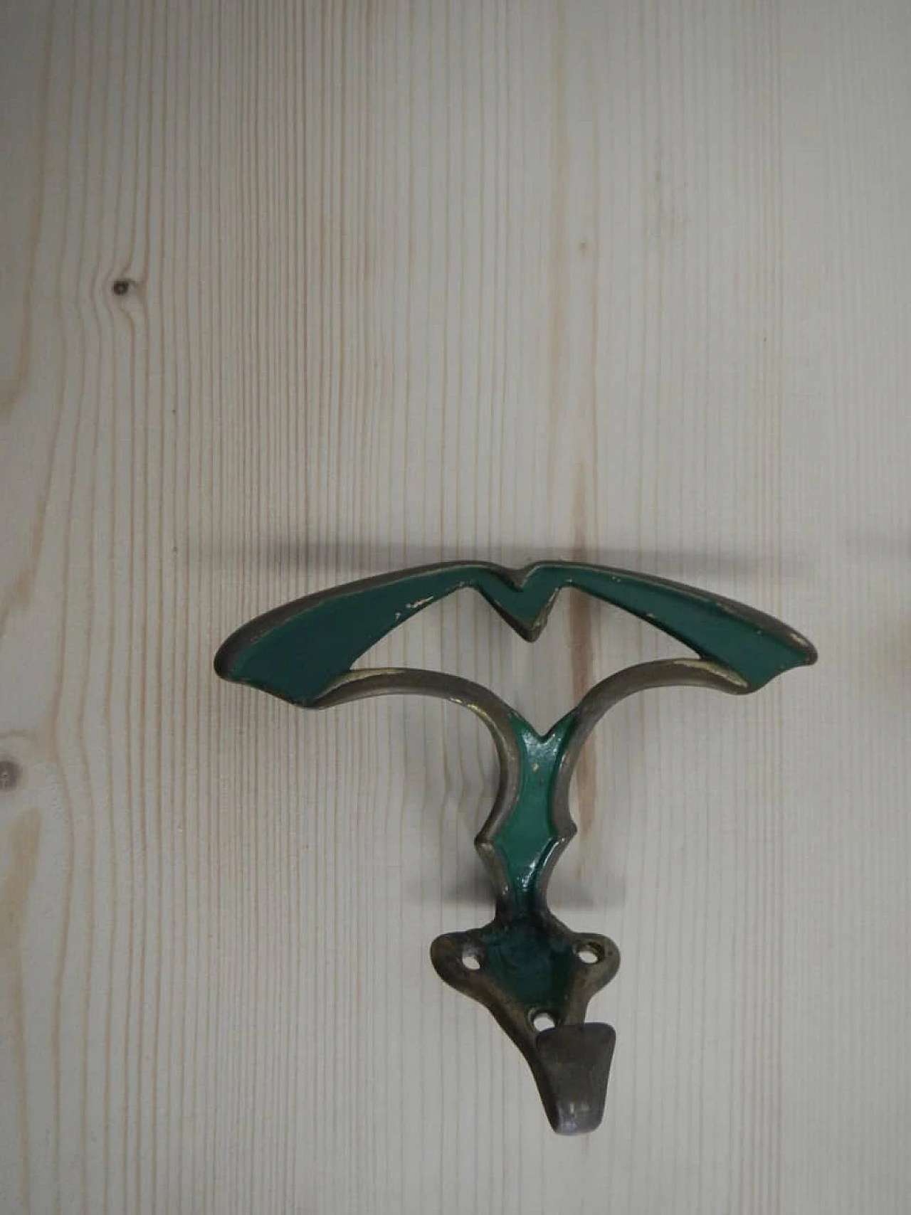 3 Gilded and green laquered iron clothes hangers, 1950s 6