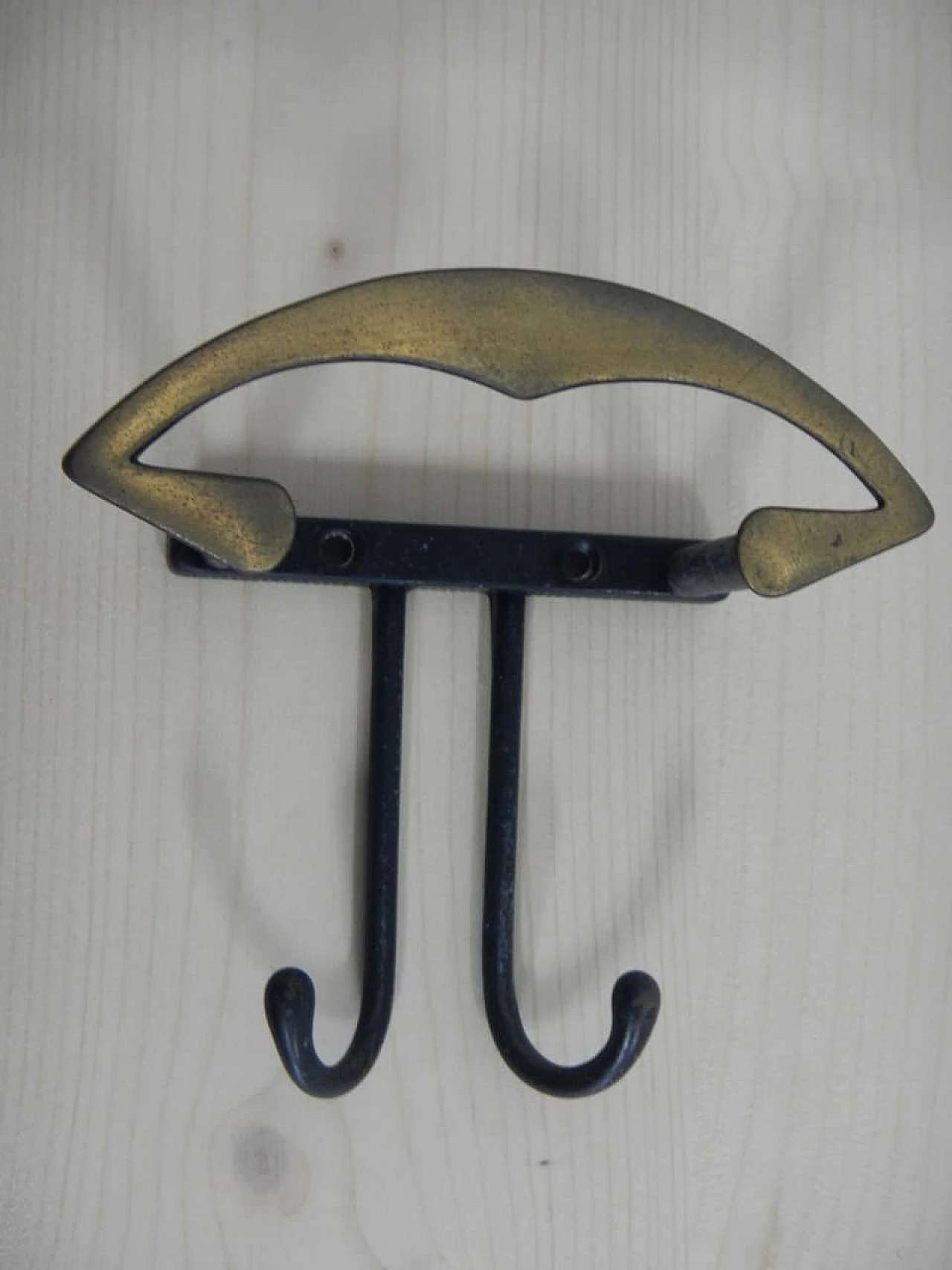 3 Iron and brass wall clothes hangers, 1970s 2