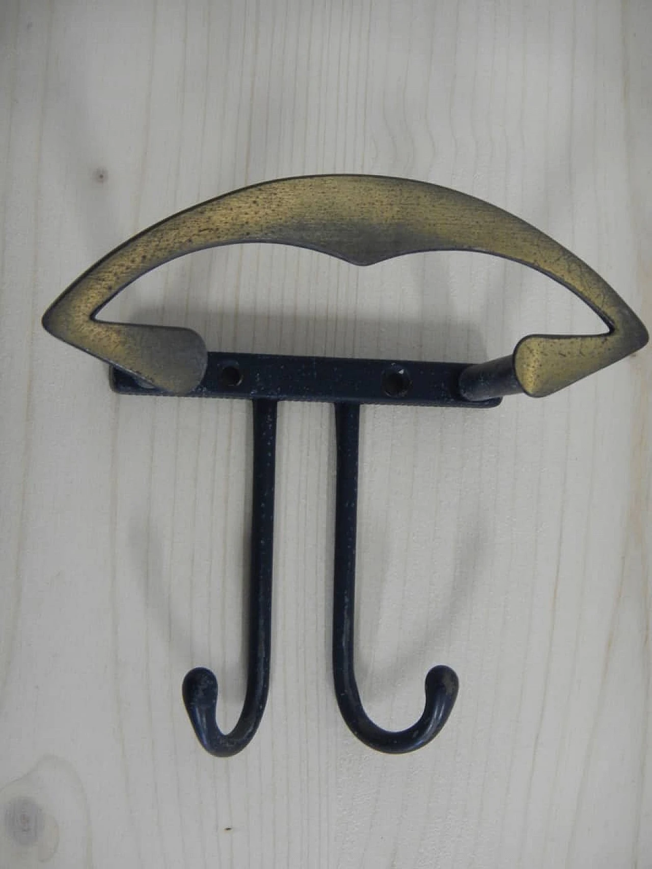 3 Iron and brass wall clothes hangers, 1970s 3