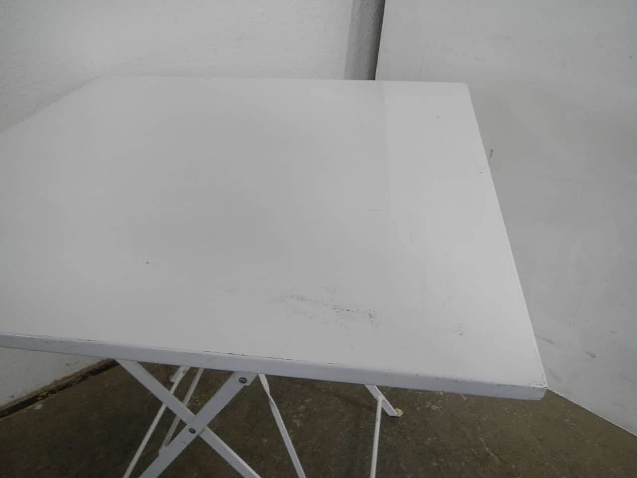 Foldable garden table in white metal, 1960s 7