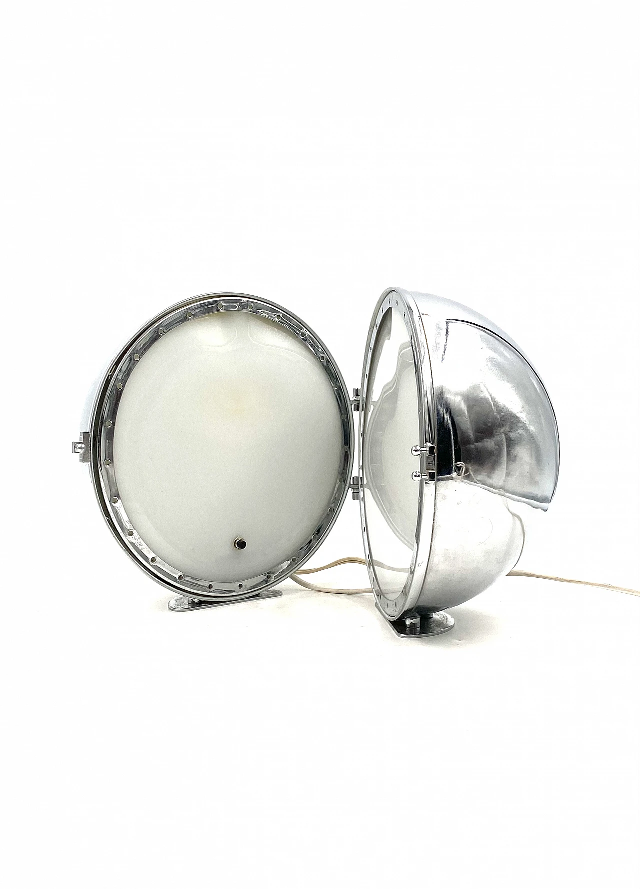 Chromed metal & glass spherical table lamp, 1970s 16