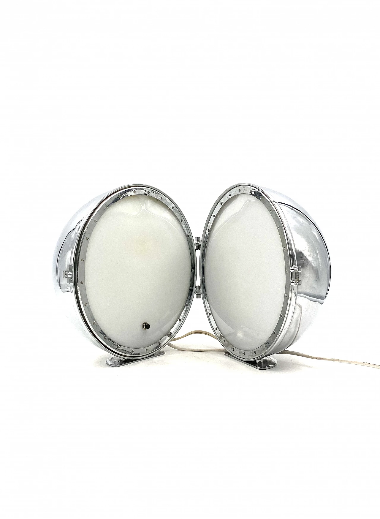 Chromed metal & glass spherical table lamp, 1970s 17