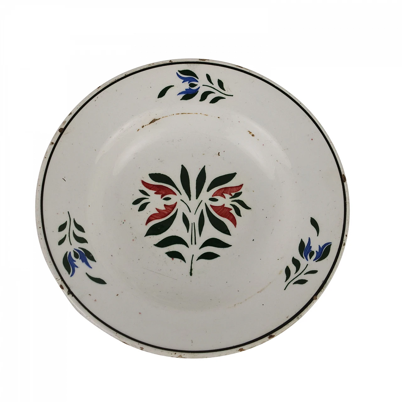 Piatto in ceramica con decoro policromo e motivo floreale 1