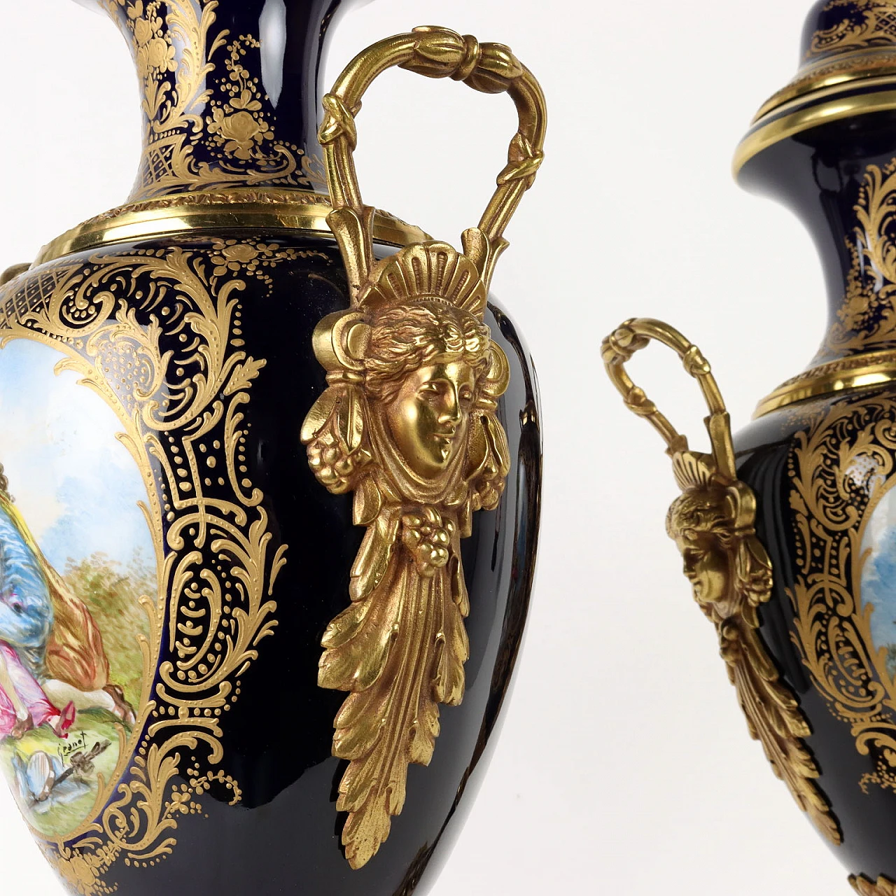 Pair of Sèvres porcelain vases with gilt bronze decoration 7