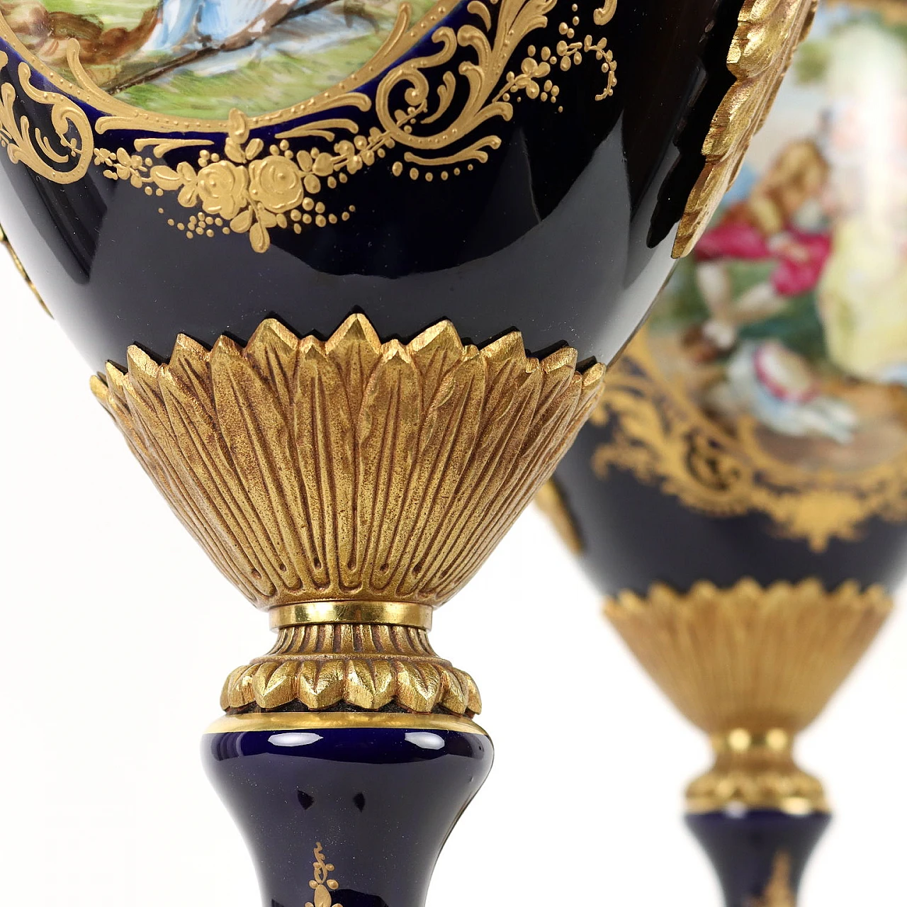 Pair of Sèvres porcelain vases with gilt bronze decoration 8