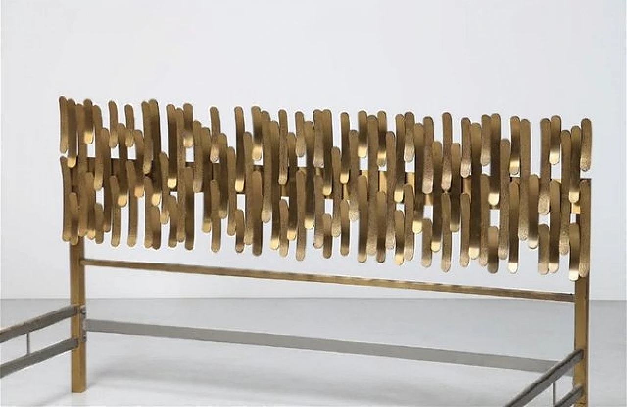 Metal and brass double bed by Luciano Frigerio, 1960s 2