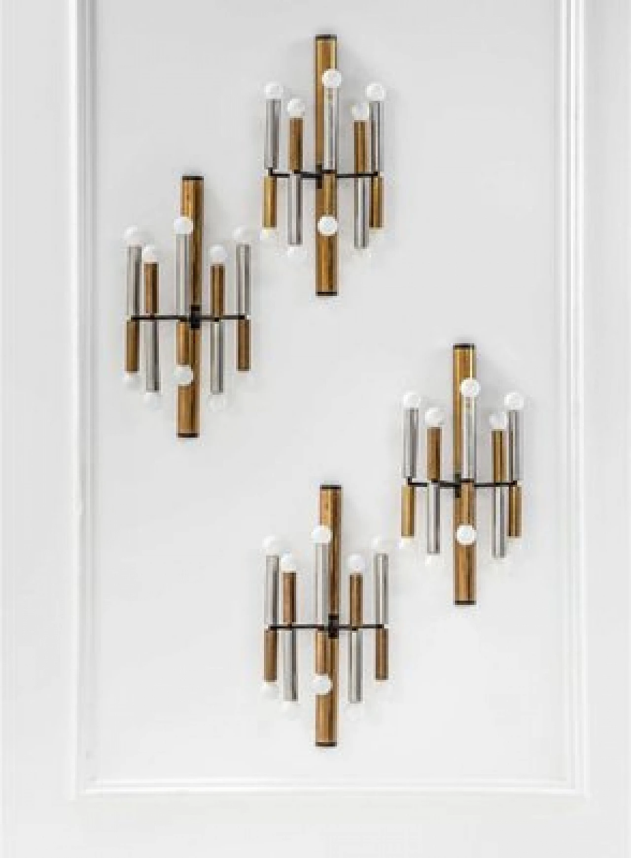 Coppia di applique in metallo cromato e ottone di Stilnovo, anni '60 2