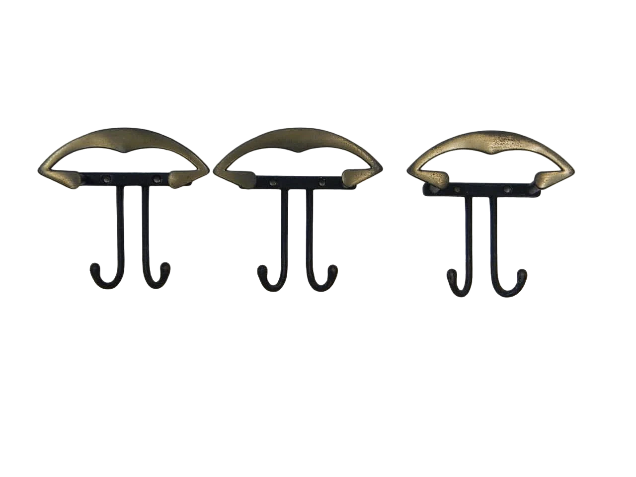 3 Iron and brass wall clothes hangers, 1970s 7