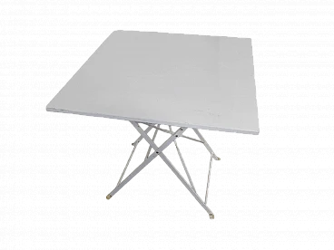 Foldable garden table in white metal, 1960s