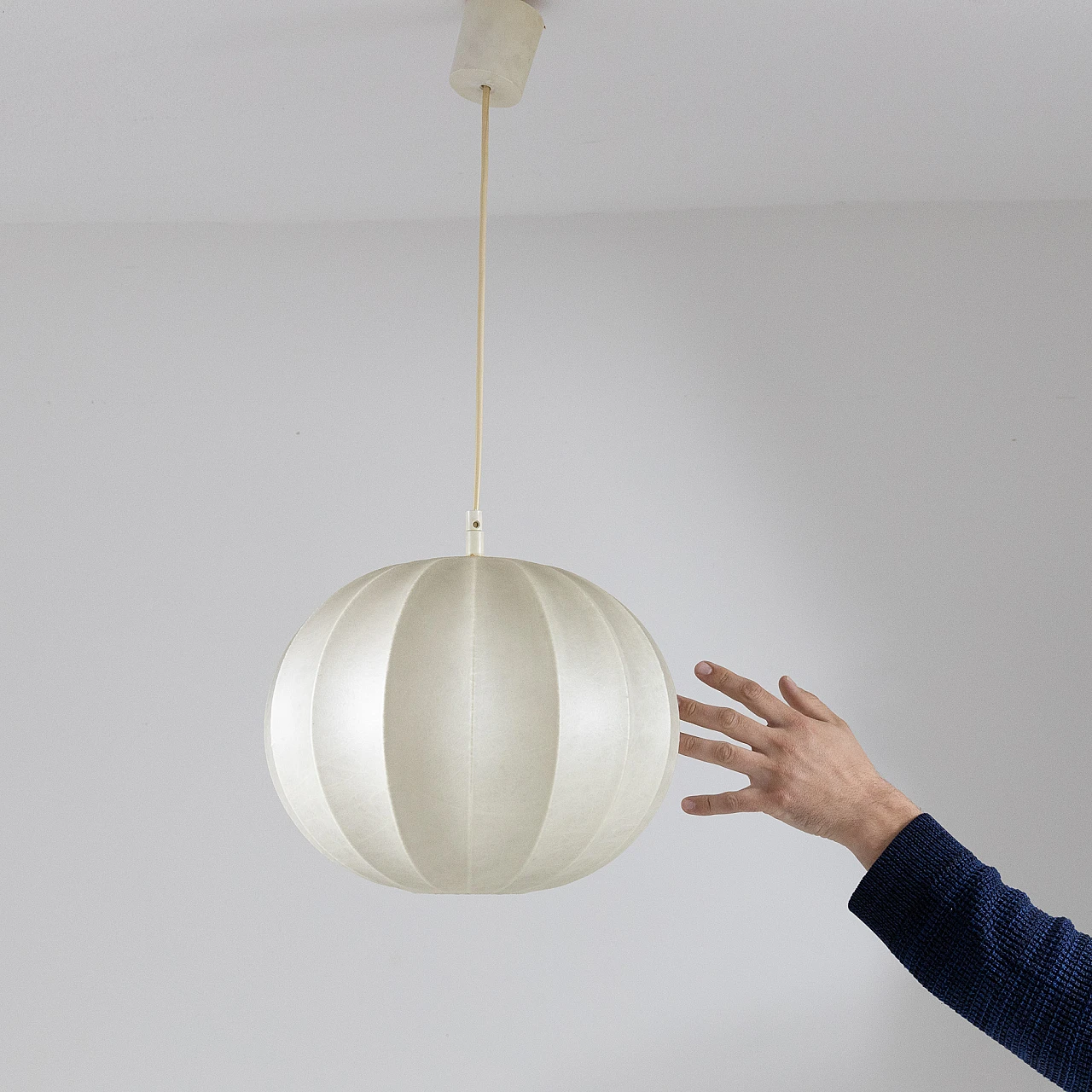 Hanging lamp with cocoon shade, 1970s 3