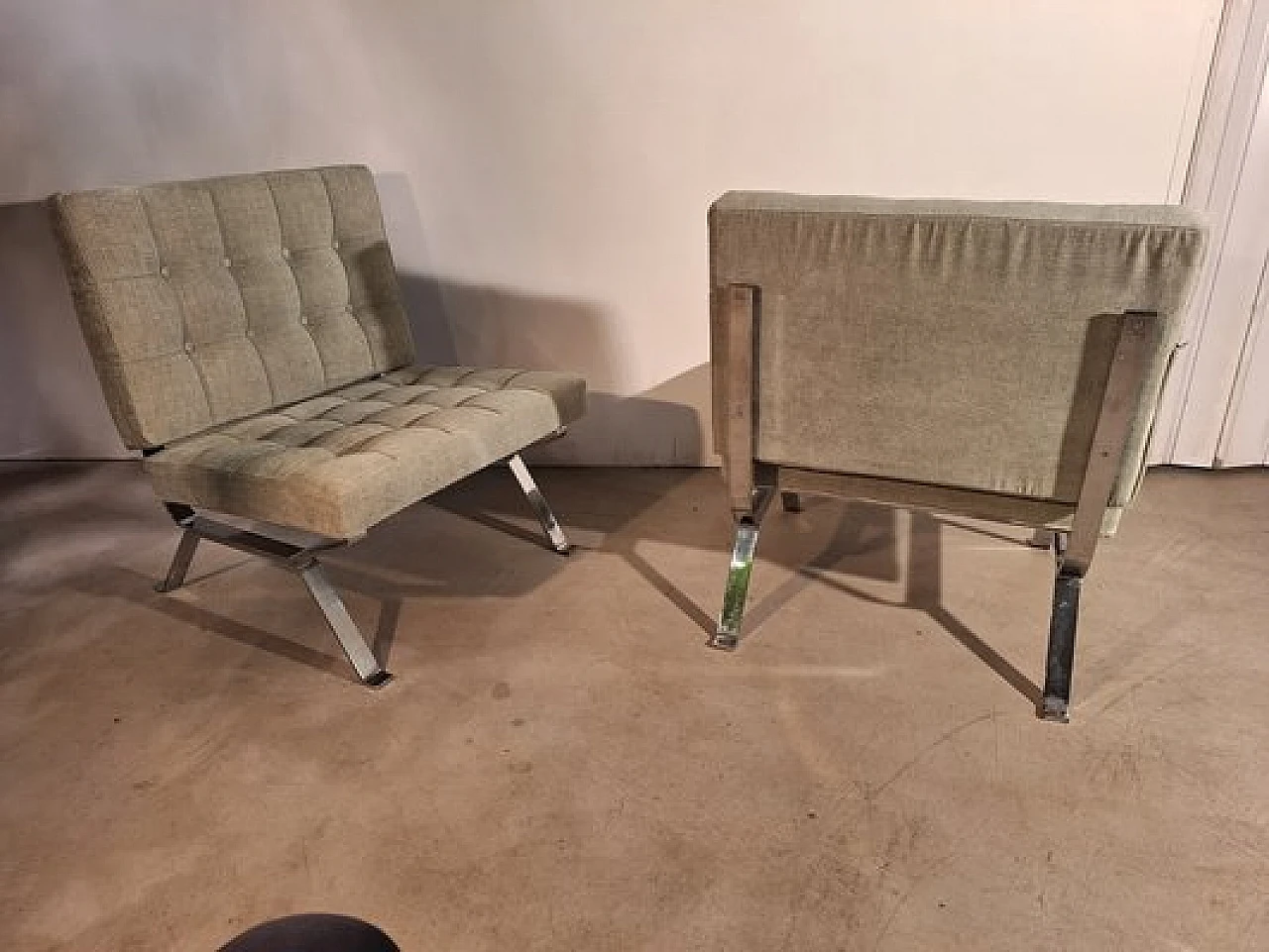 Pair of Dione green armchairs by Gastone Rinaldi for Rima, 1960s 2