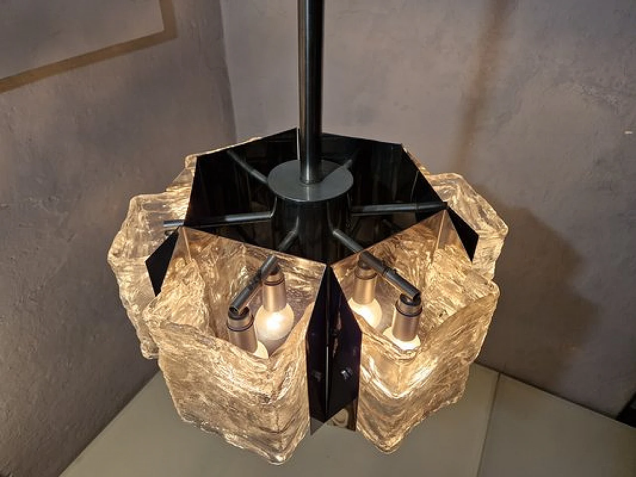 Lampadario in metallo cromato di Zeroquattro, anni '60 4