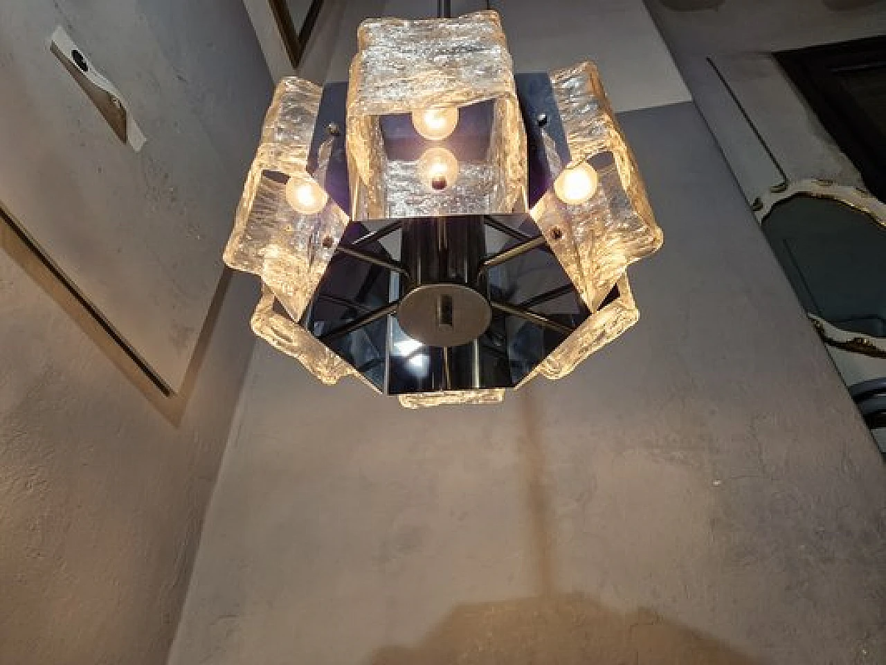 Lampadario in metallo cromato di Zeroquattro, anni '60 5