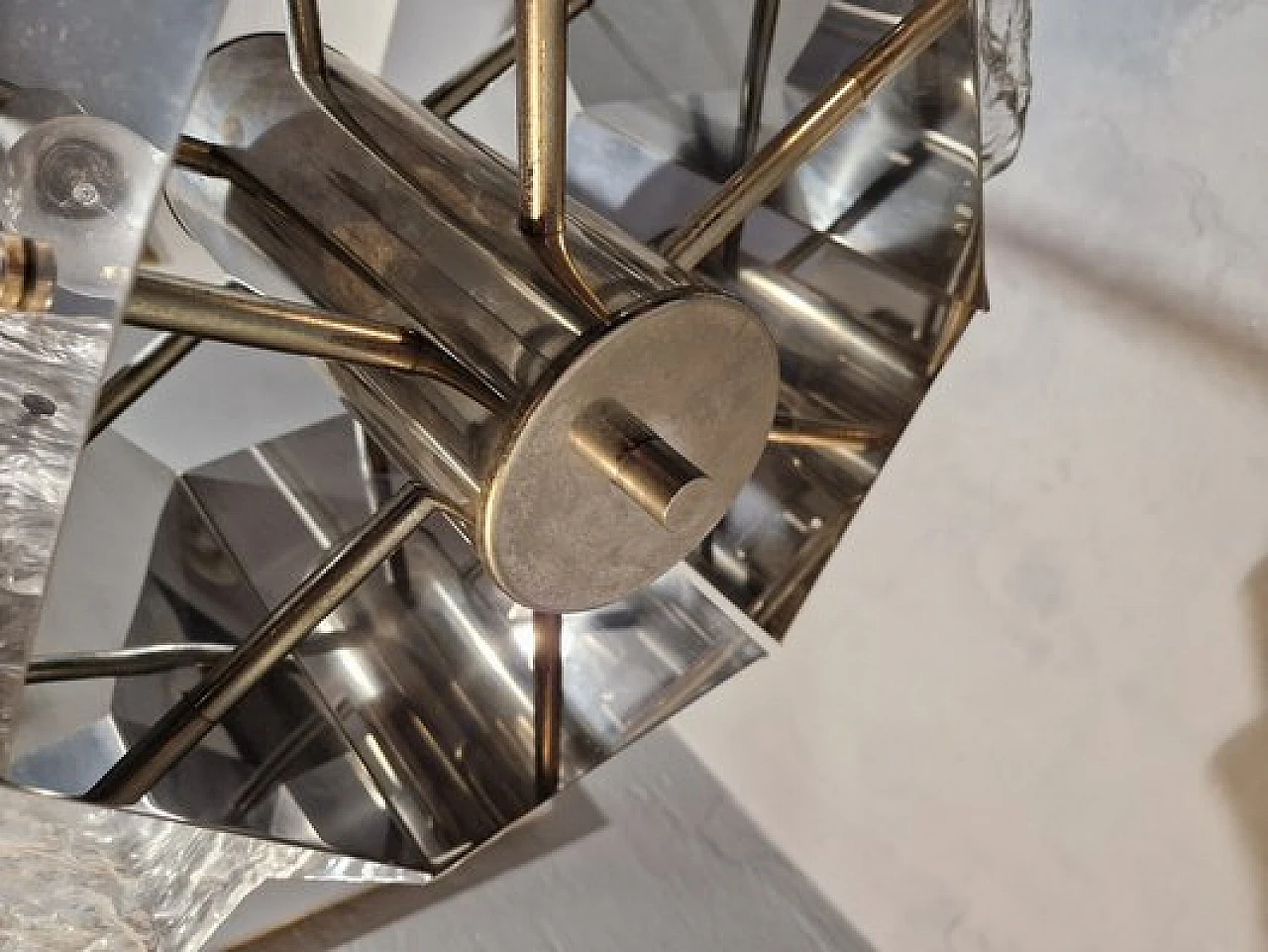 Lampadario in metallo cromato di Zeroquattro, anni '60 9