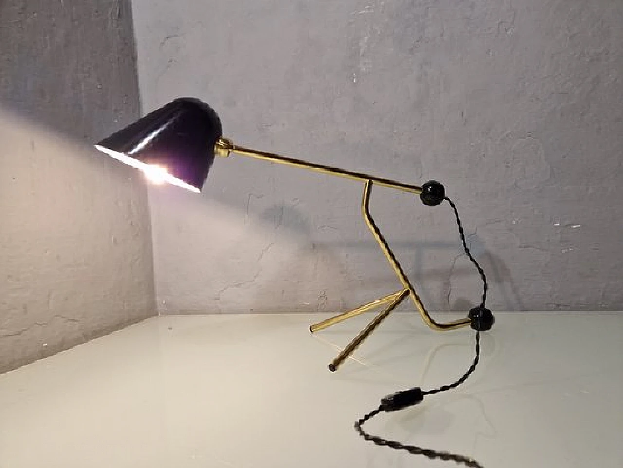 Iron & brass table lamp by G. & G. Guarnieri for Tato, 2000s 12
