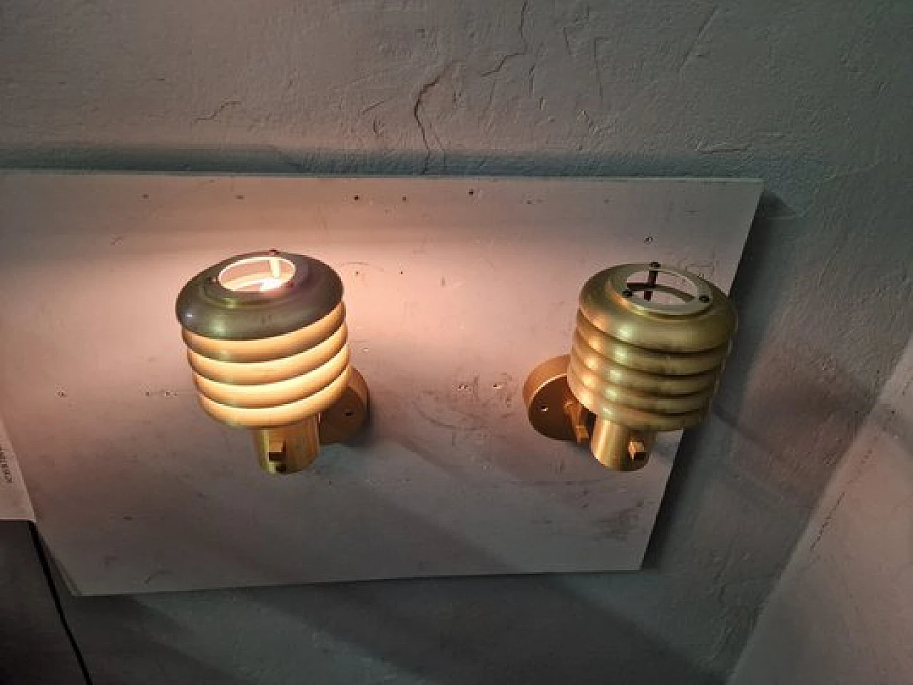 Pair of swedish wall lights in gilded brass, 1970s 3