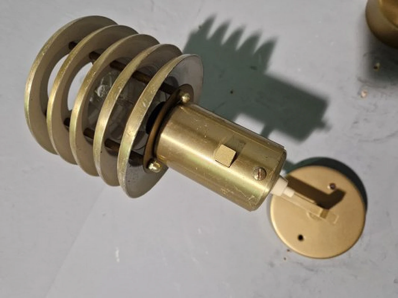 Pair of swedish wall lights in gilded brass, 1970s 7