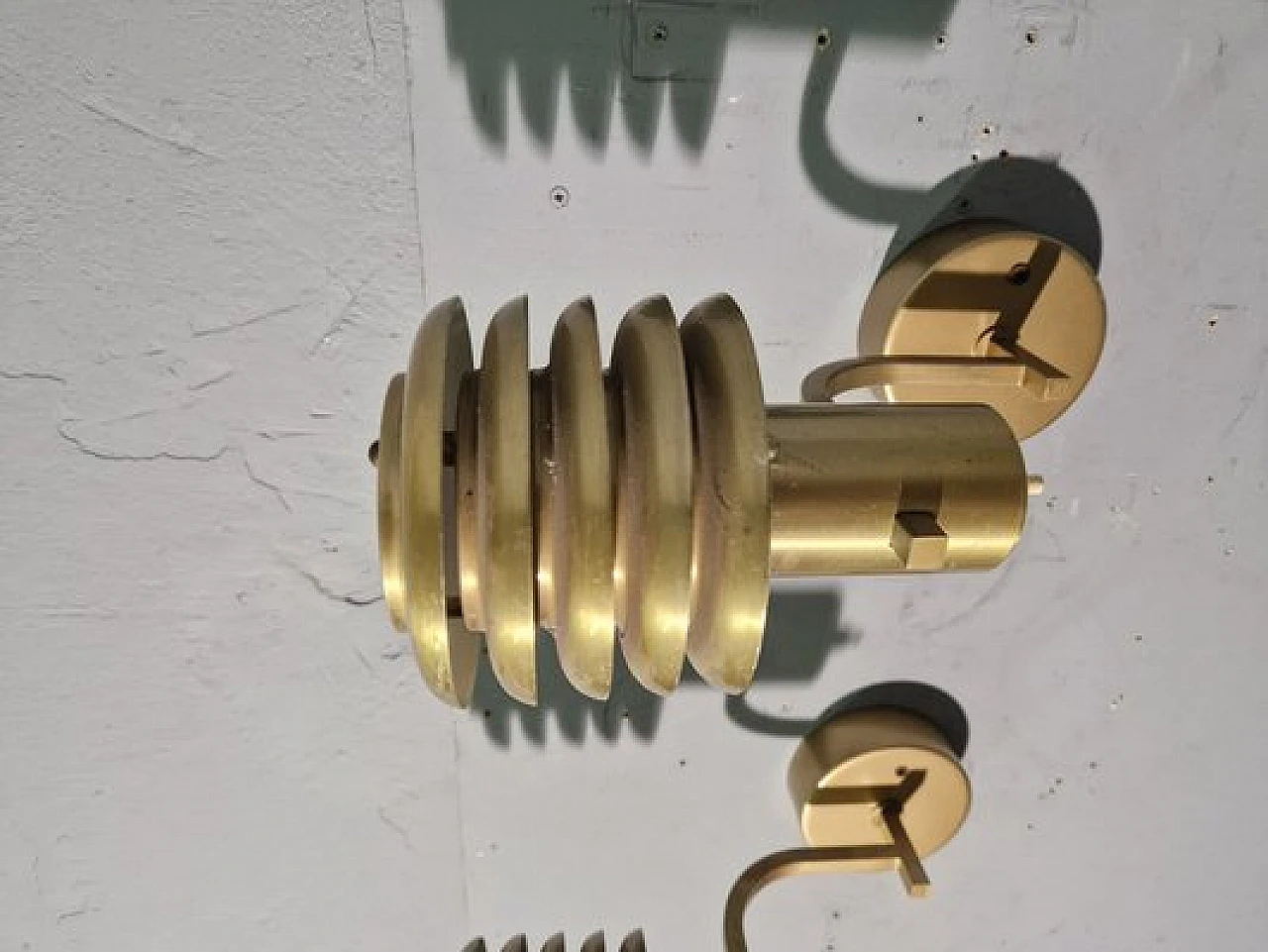 Pair of swedish wall lights in gilded brass, 1970s 9