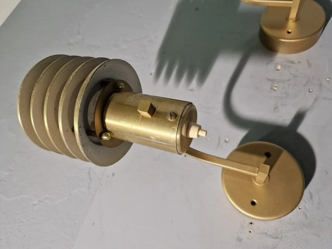 Pair of swedish wall lights in gilded brass, 1970s 13