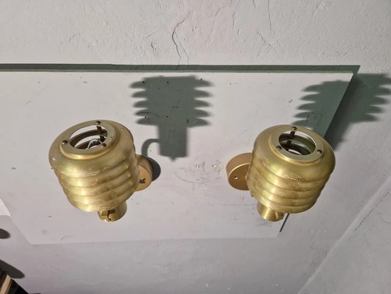 Pair of swedish wall lights in gilded brass, 1970s 15