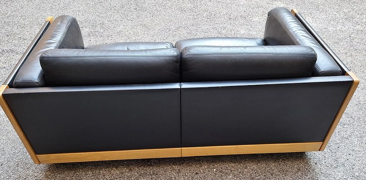 Black leather 920 sofa by Afra & Tobia Scarpa for Cassina, 1970s