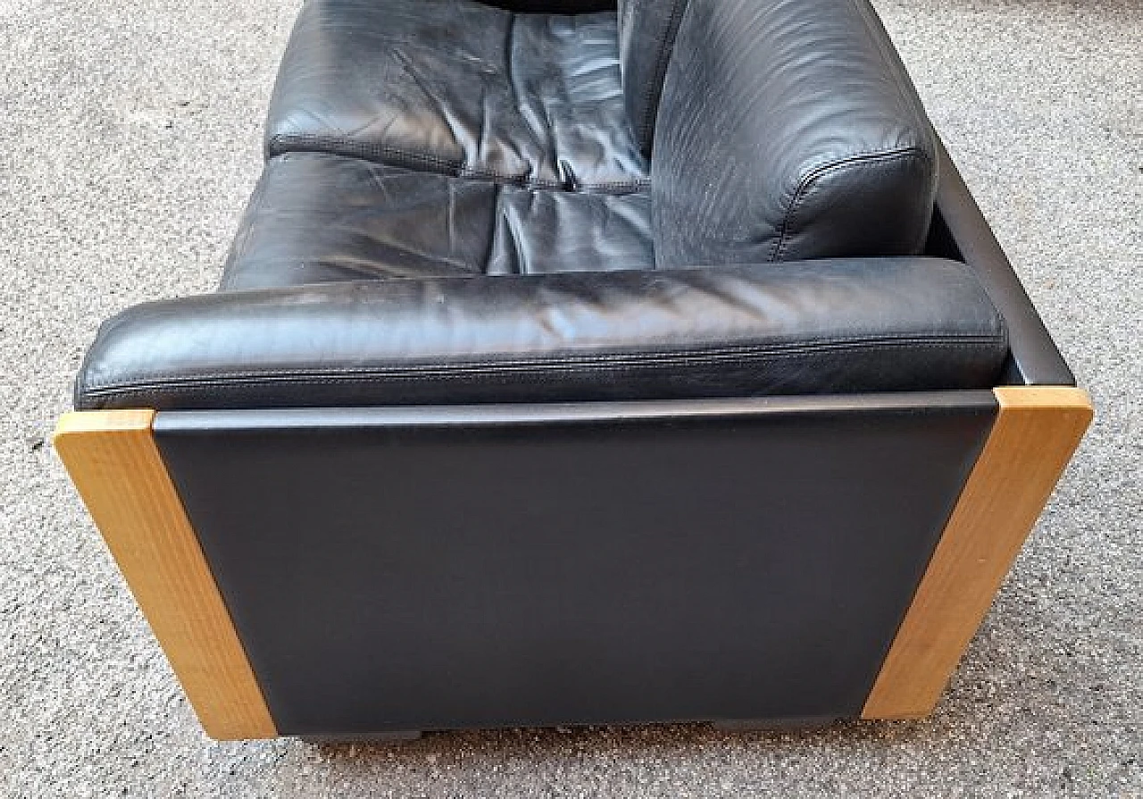 Black leather 920 sofa by Afra & Tobia Scarpa for Cassina, 1970s
