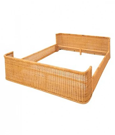 Double bed in woven wicker by A. dal lago for Germa, 1970s
