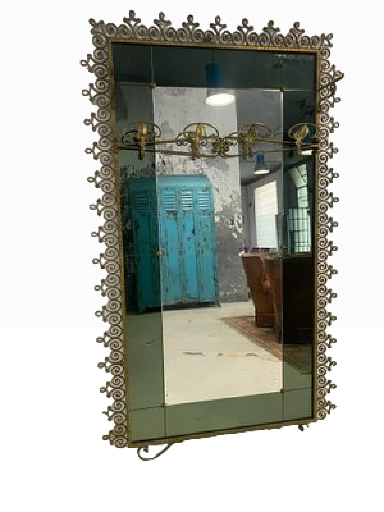 Appendiabiti in ferro battuto con specchio di Pierluigi Colli,anni '50 8