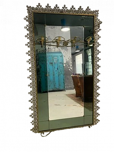 Appendiabiti in ferro battuto con specchio di Pierluigi Colli,anni '50