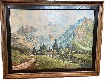 Paesaggio del Monte Bianco, dipinto ad olio, anni '50