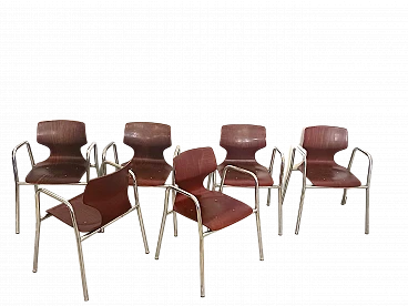 6 Bent beech chairs by Pagholz Flötotto, 1960s