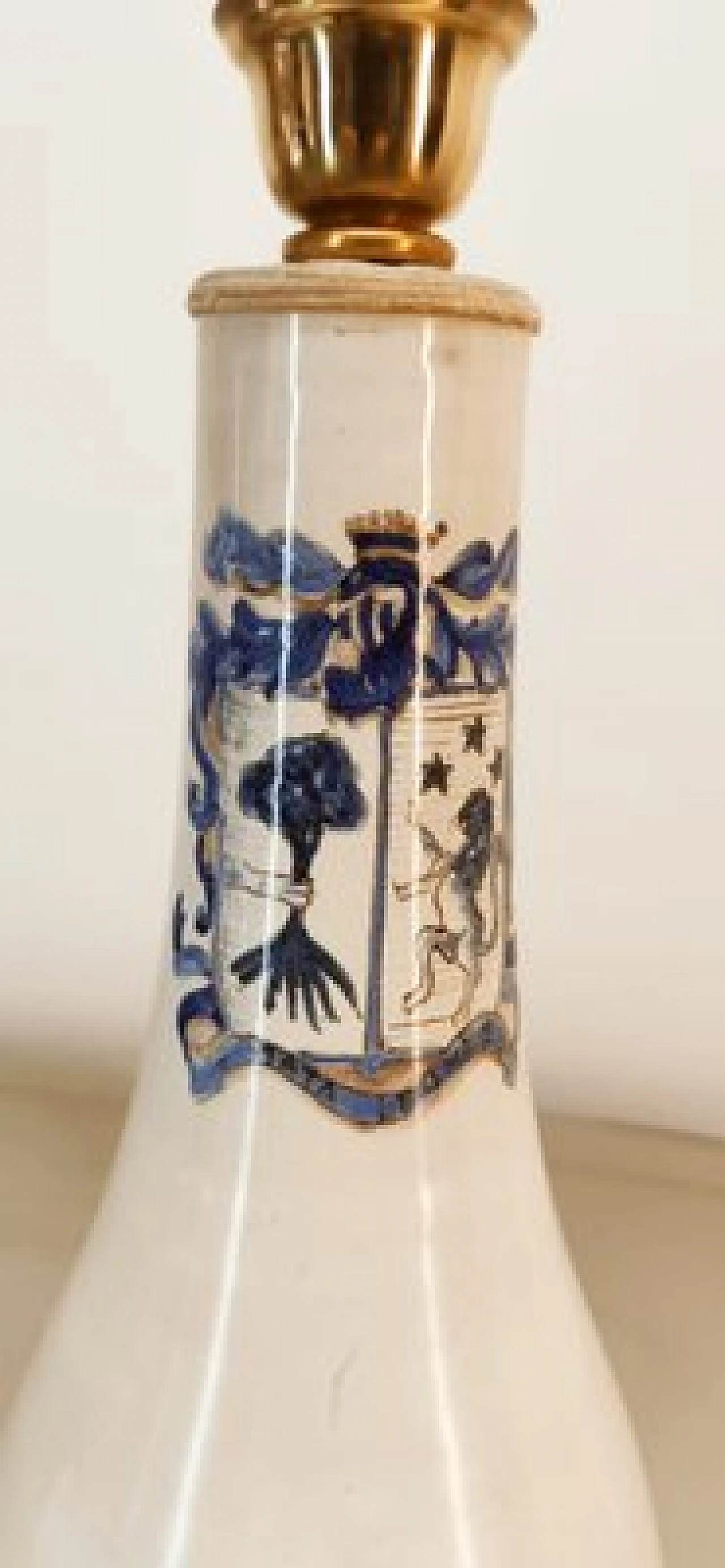 Lampada da tavolo in ceramica con decori blu, anni '80 2