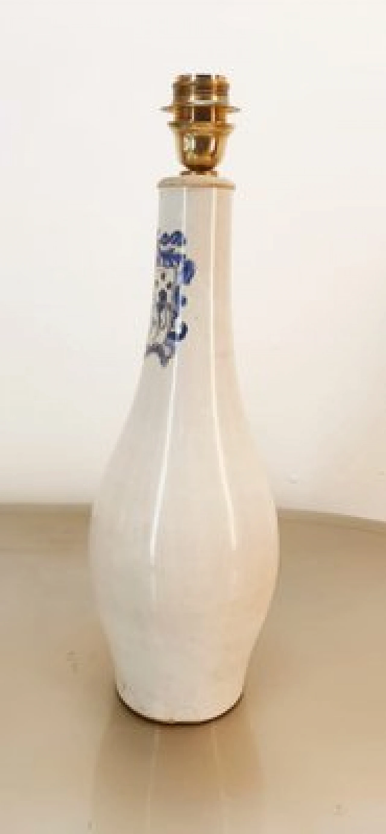 Lampada da tavolo in ceramica con decori blu, anni '80 5