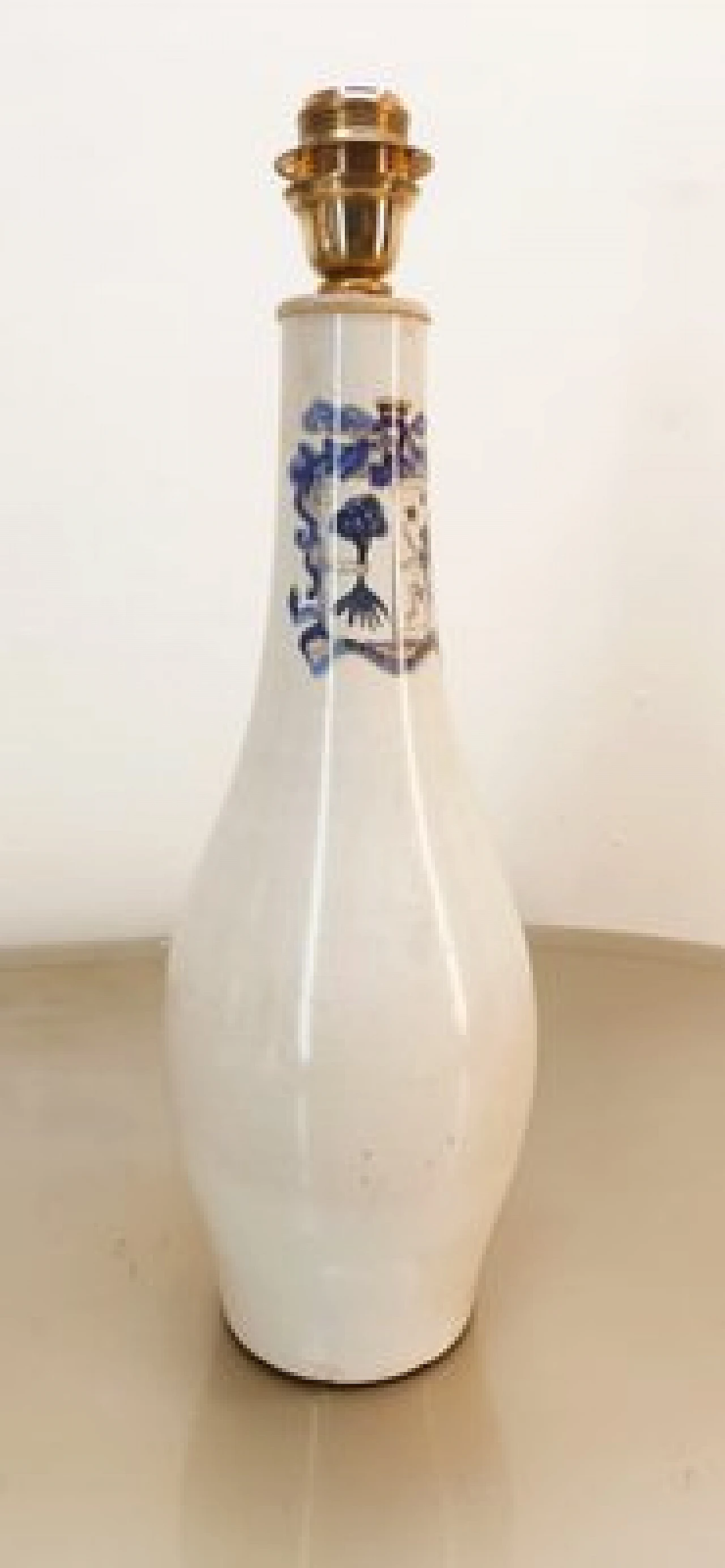 Lampada da tavolo in ceramica con decori blu, anni '80 6