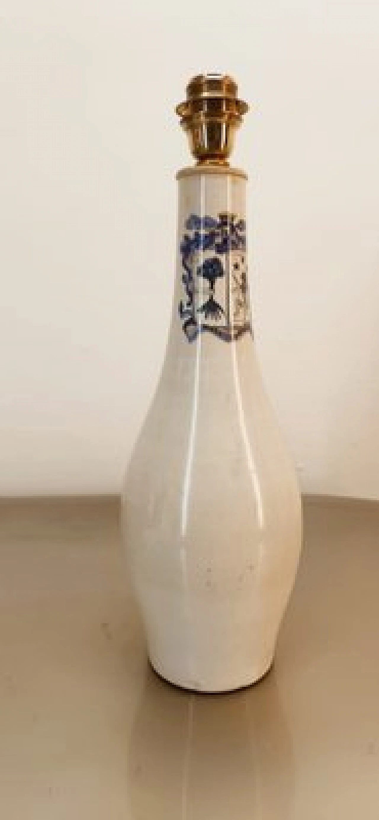 Lampada da tavolo in ceramica con decori blu, anni '80 7