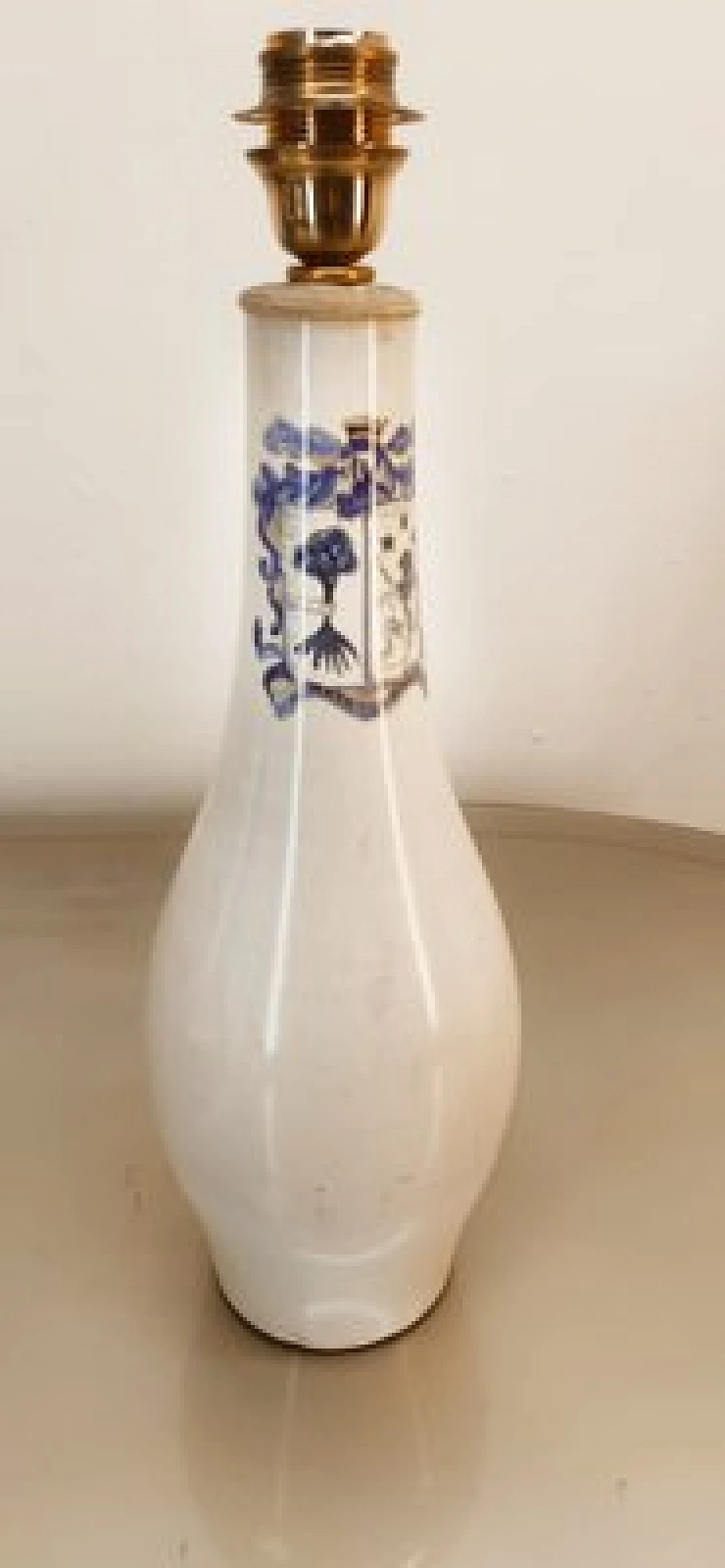 Lampada da tavolo in ceramica con decori blu, anni '80 8
