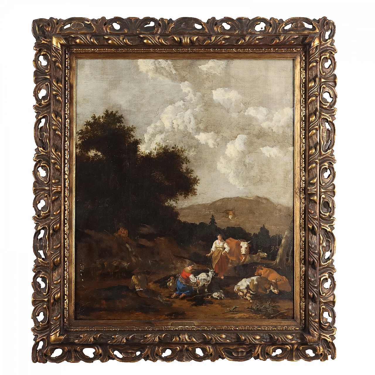 Landscape with milking scene, oil on canvas, second half 17th century 1