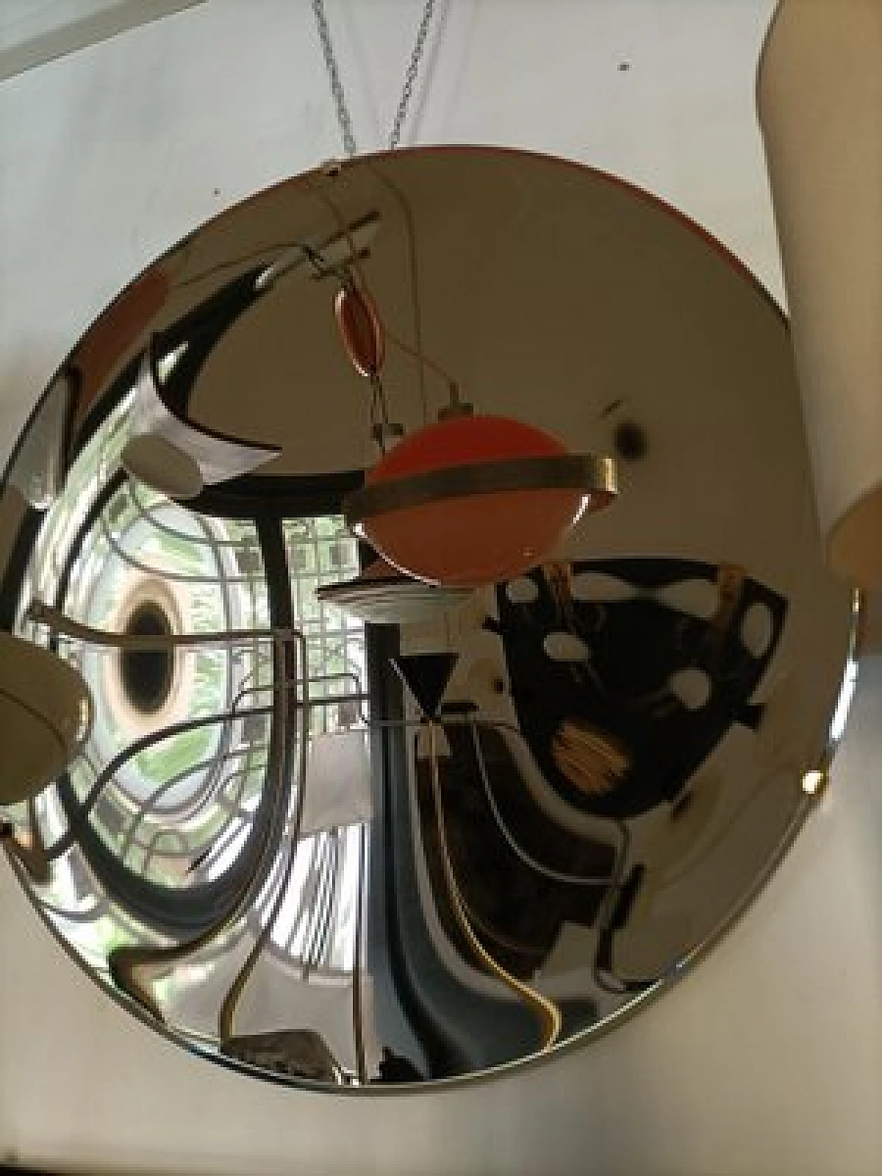 Specchio convesso in bronzo con struttura in ferro, anni 2000 3