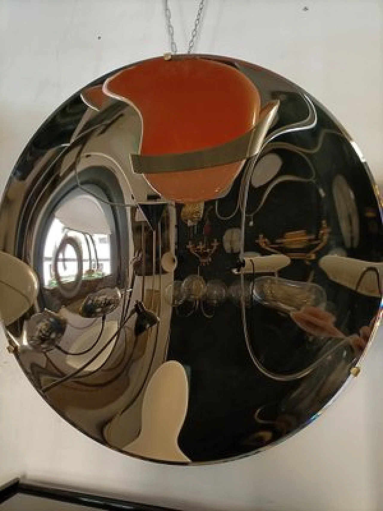 Specchio convesso in bronzo con struttura in ferro, anni 2000 4