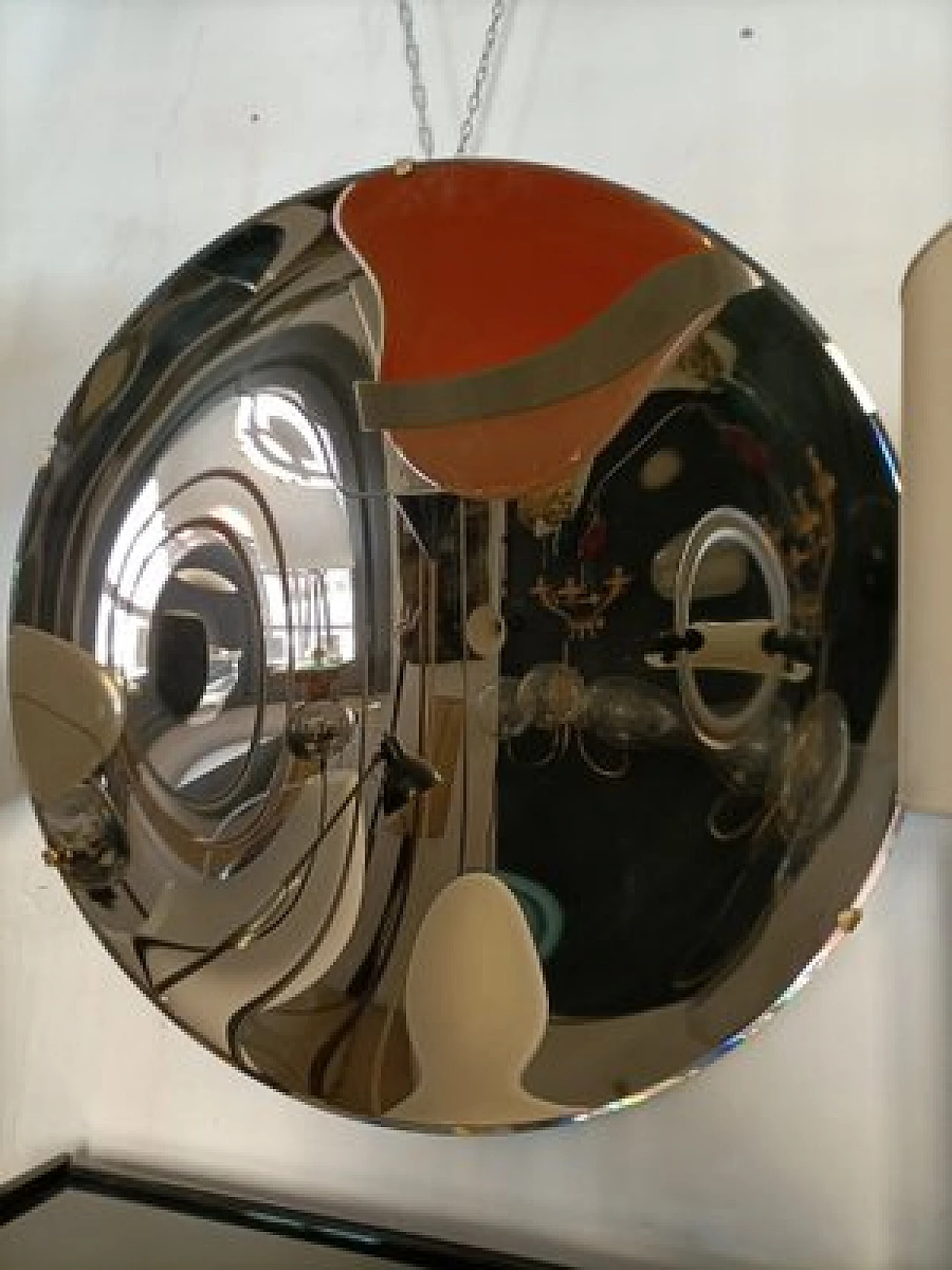 Specchio convesso in bronzo con struttura in ferro, anni 2000 5